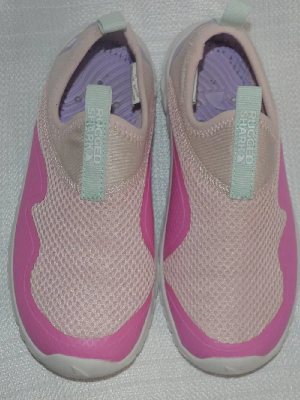 Rugged Shark girl’s little shoes size 12 pink/green aqua shoes